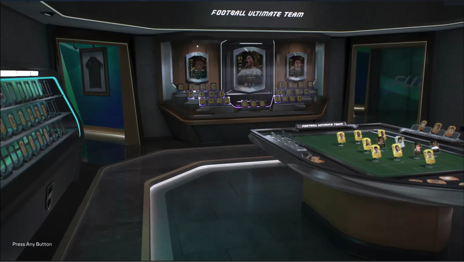 The FUT Gallery Hub environment in EA FC 27, a trophy room with displayed Player Items